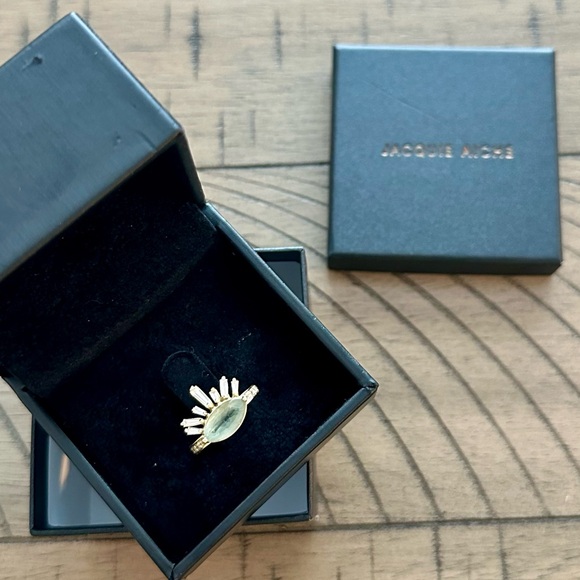 One of one - Jacquie Aiche - Marquise green amethyst, diamond baguette lash ring - Picture 4 of 4